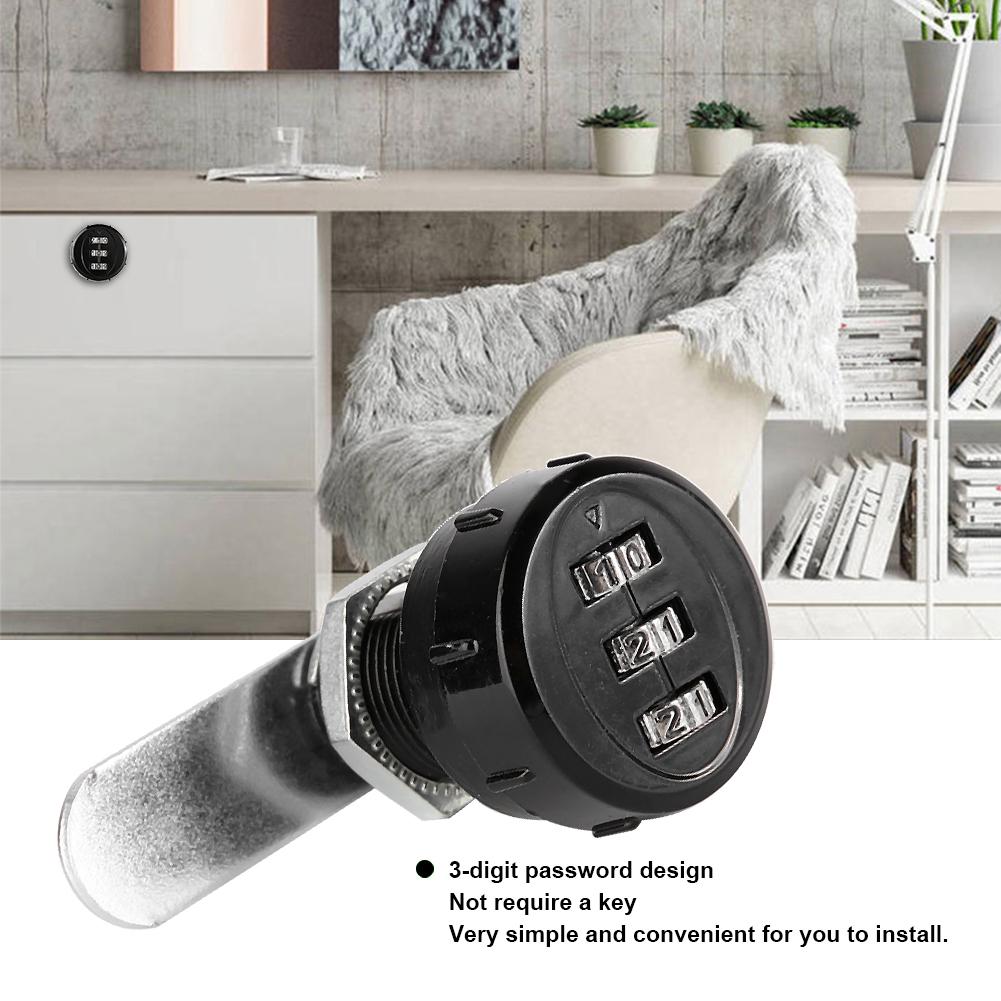 2pcs 3-Digit Zinc Alloy Mechanical Password Lock for Cabinet Wardrobe Mail Box Black20mm/0.79in