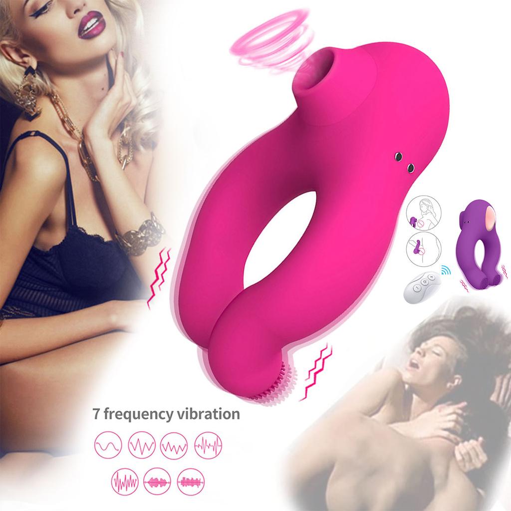 Men Rechargeable Penis Ring Vibrator Cock Rings Clit Sucker Clitoral Stimulator Delay Ejaculation Dick Enlarger Ring Sex Toys