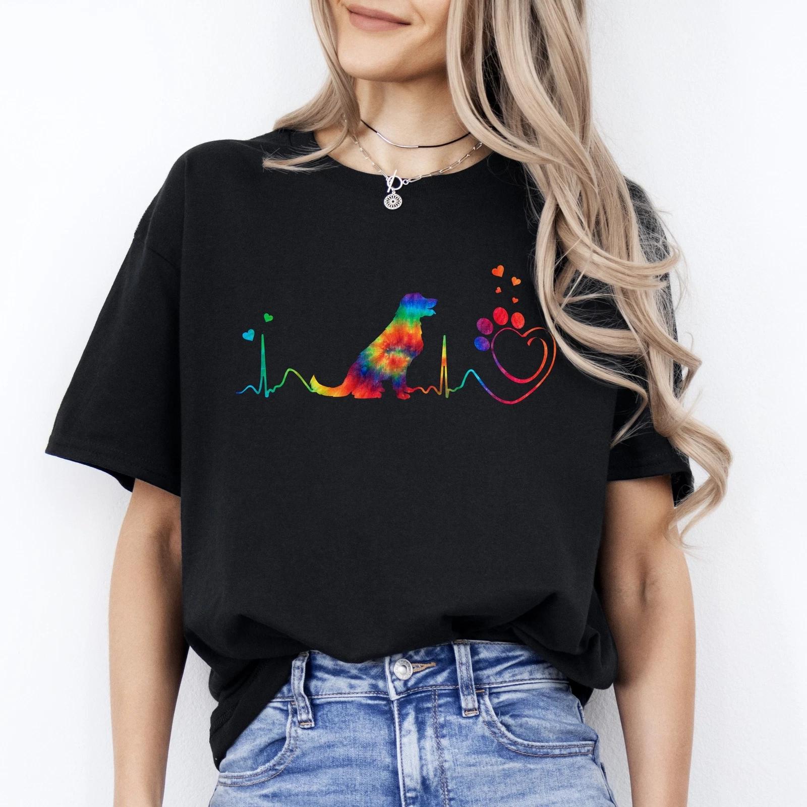 Dog Heartbeat T-Shirt gift tiedye German shepherd heart beat Dog mom Unisex tee 3XL