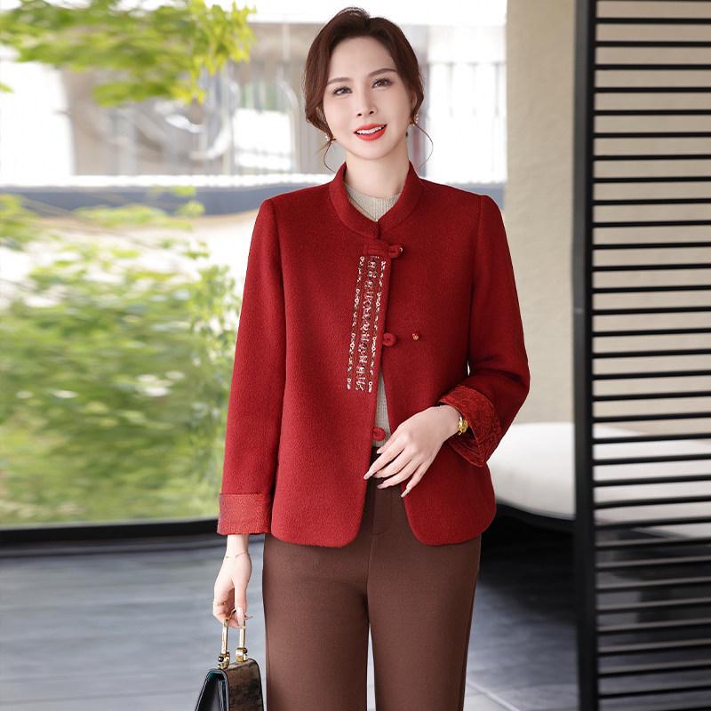 

Elegant Wool Coat for Mother of the Bride - Spring & Autumn Fashion for Middle-aged Women 4XL (150-165 jin)