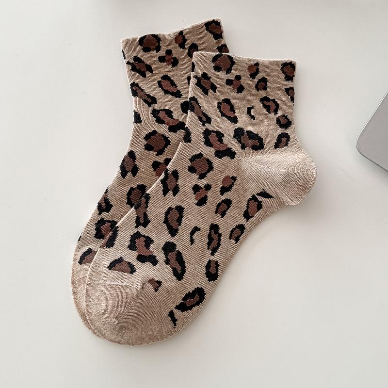 Meias Femininas de Meia Panturrilha com Estampa de Leopardo: Meias Trendy, Versáteis, com Babado de Boca Larga, Sem Ossos, Acima do Joelho para Outono e Inverno.