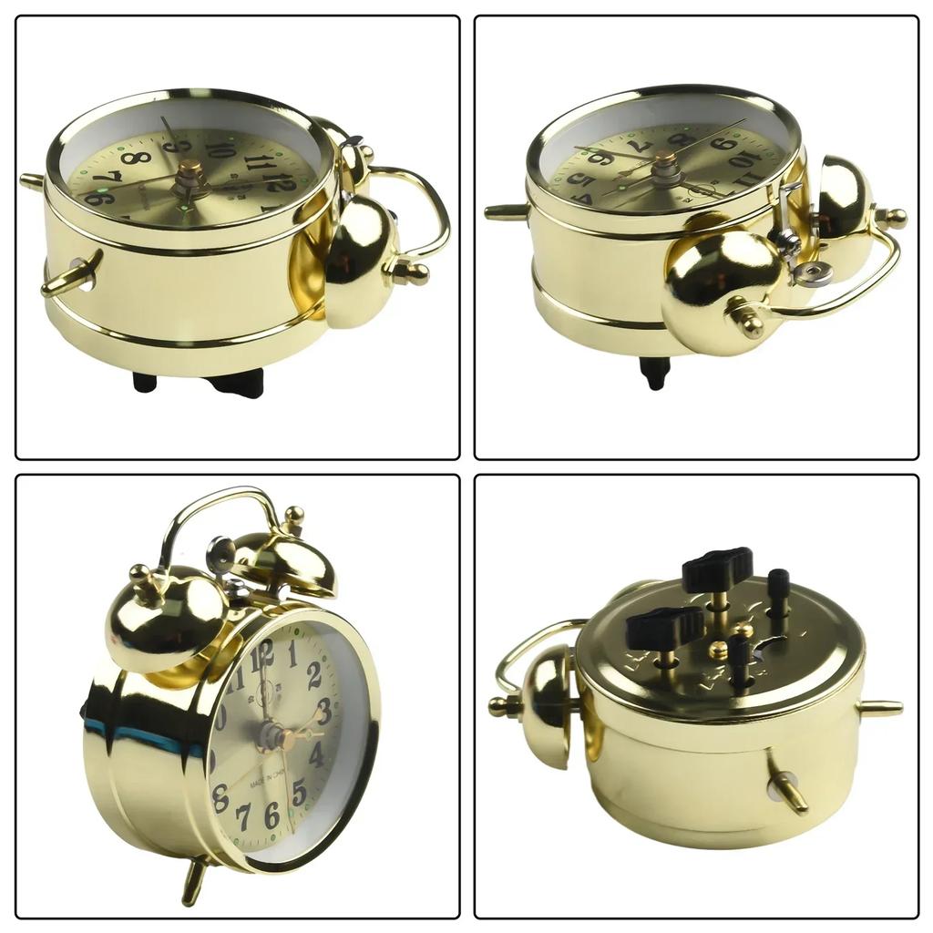 7cm Alarm clock Metal Cute High quality Horseshoe Mechanical Gold Alarm Clock Manual Wind Up Vintage Pro Top