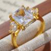 Luxurious Sparkling Square Set Zircon Women's Ring, Suitable for Bridal Engagement, Wedding Banquet Jewelry Gifts