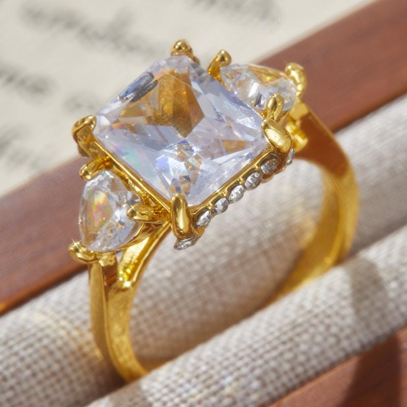 Luxurious Sparkling Square Set Zircon Women's Ring, Suitable for Bridal Engagement, Wedding Banquet Jewelry Gifts
