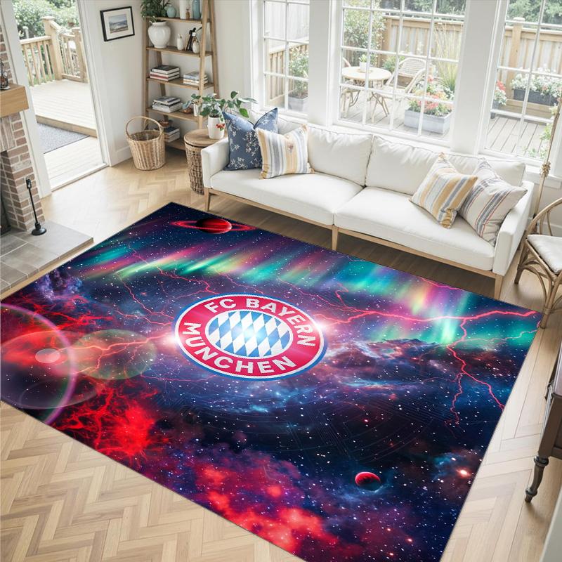 FC Bayern Design Kristall Samt Teppich Gemütlich Nicht?Rutschfester Teppich mit Aufdruck für Schlafzimmer Wohnzimmer Eingang