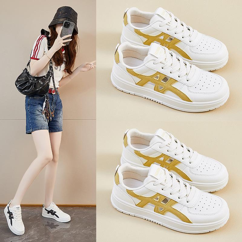 Summer White Shoes New Style of Female Students Hollow Breathable Thick Sole Height-enhancing Casual Shoes