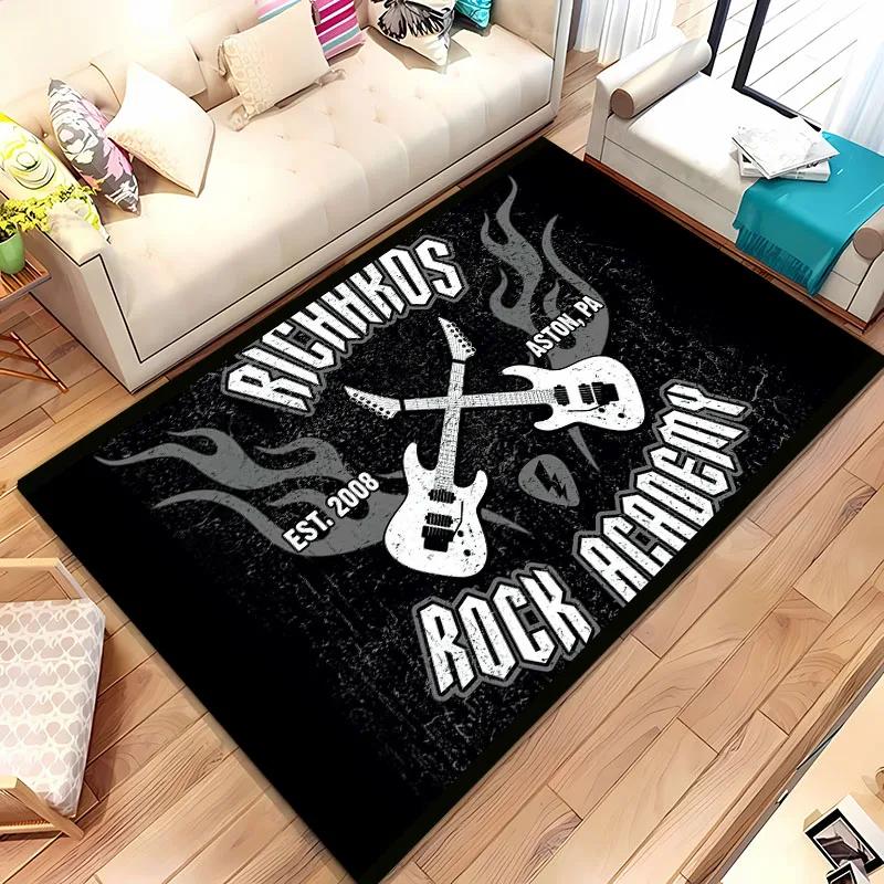 3D Printing Classic Rock Music Area Carpet for Living Room Cartoon Children's Bedroom Sofa Doormat Floor Rug Anti-slip Decor Mat
