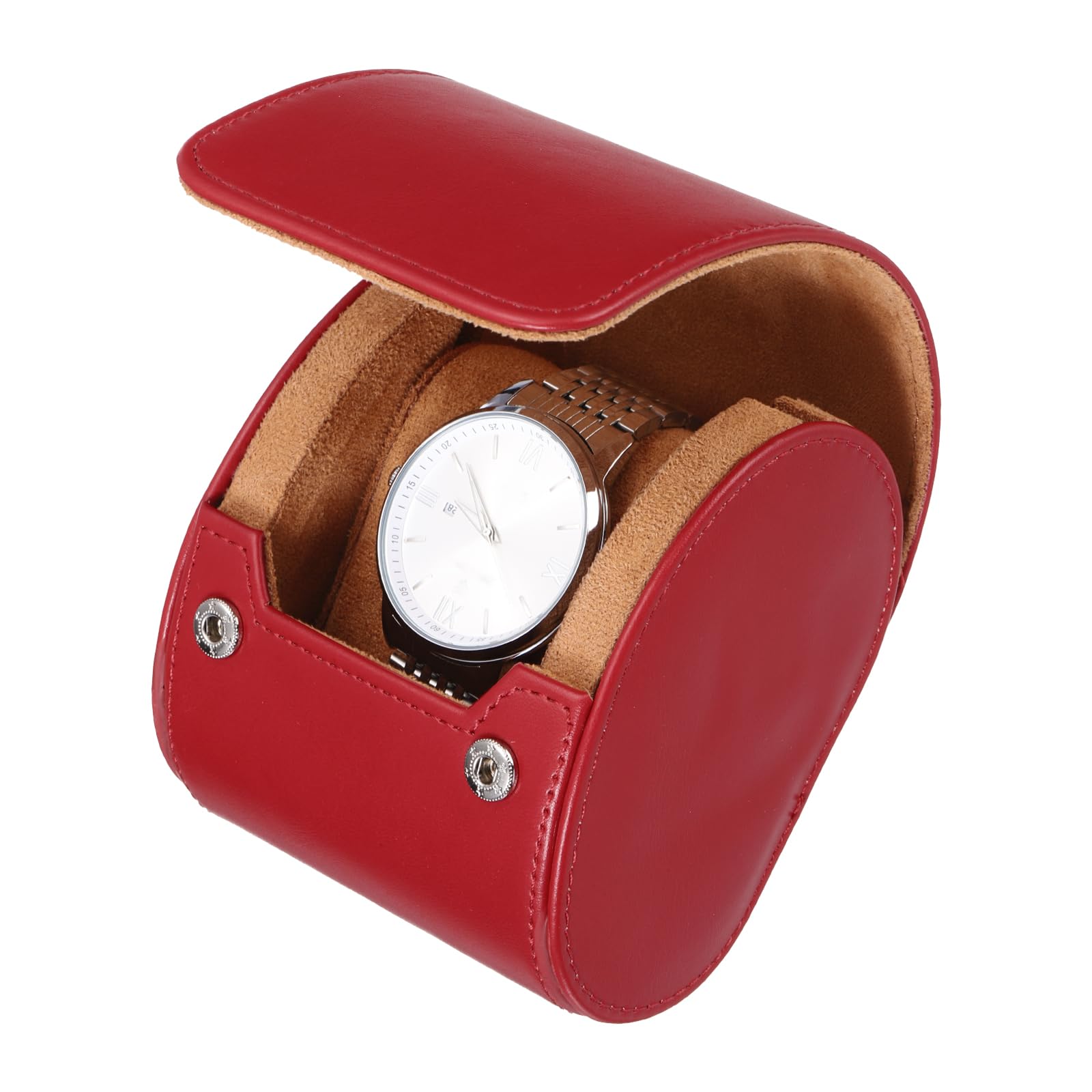 

uxcell Men s Watch Travel Case, Leather Watch Roll, Portable Watch Storage Box, 1 Slot, Perfect for Christmas, Birthdays, and Anniversaries (Red)