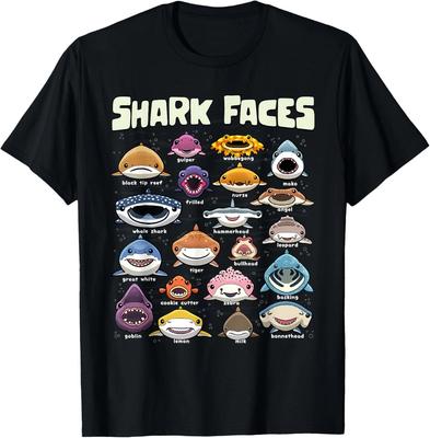 Arten von Haifischgesichtern Meerestiere der Welt Haifischliebhaber T-Shirt