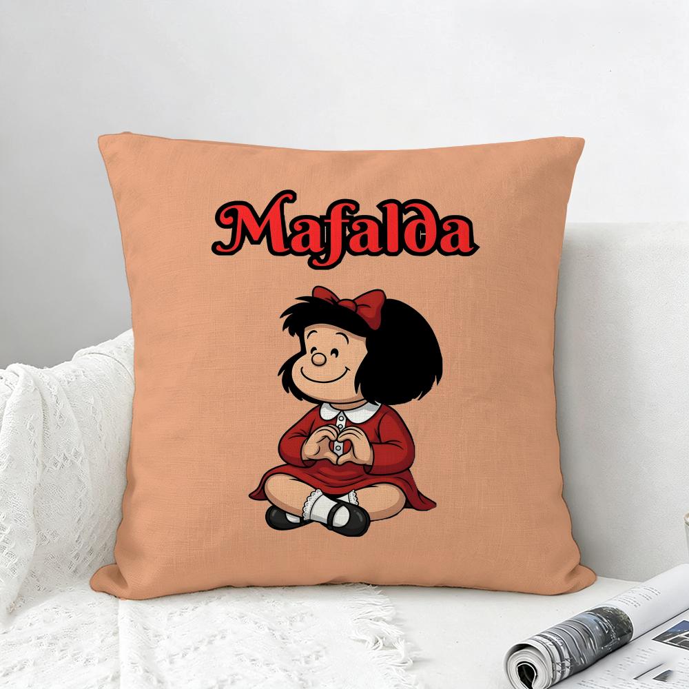 Comic Mafalda Cushion Cover Natural Linen Pillowcase Set AllinOne Decor for Sofa Bedroom Chair