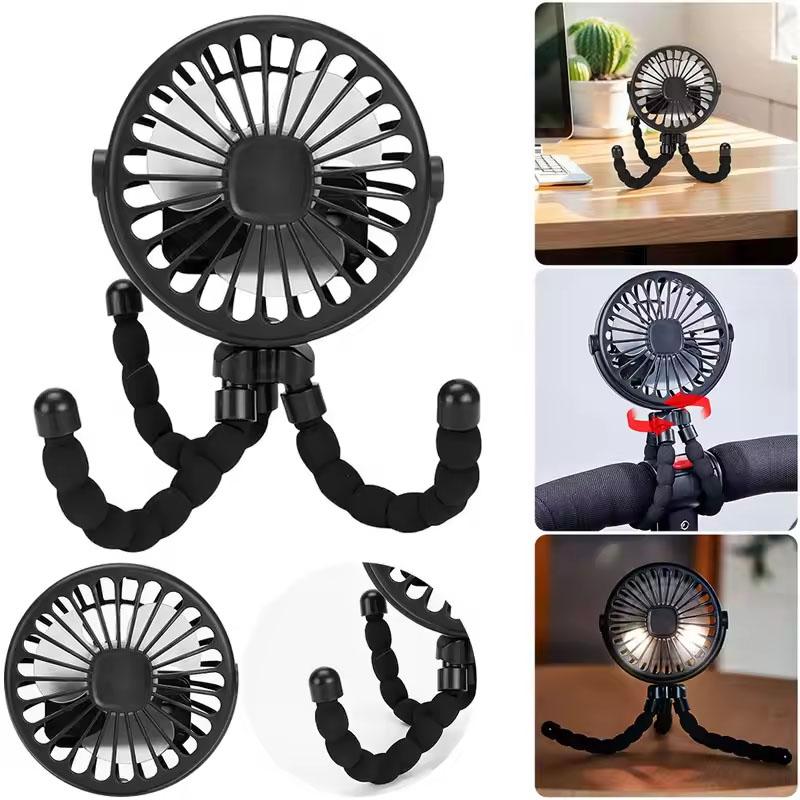 Mini Octopus Fan Baby Stroller Fan Small Folding Fans Hand Held USB Charging Bladeless Mini Silent Table Outdoor Cooler