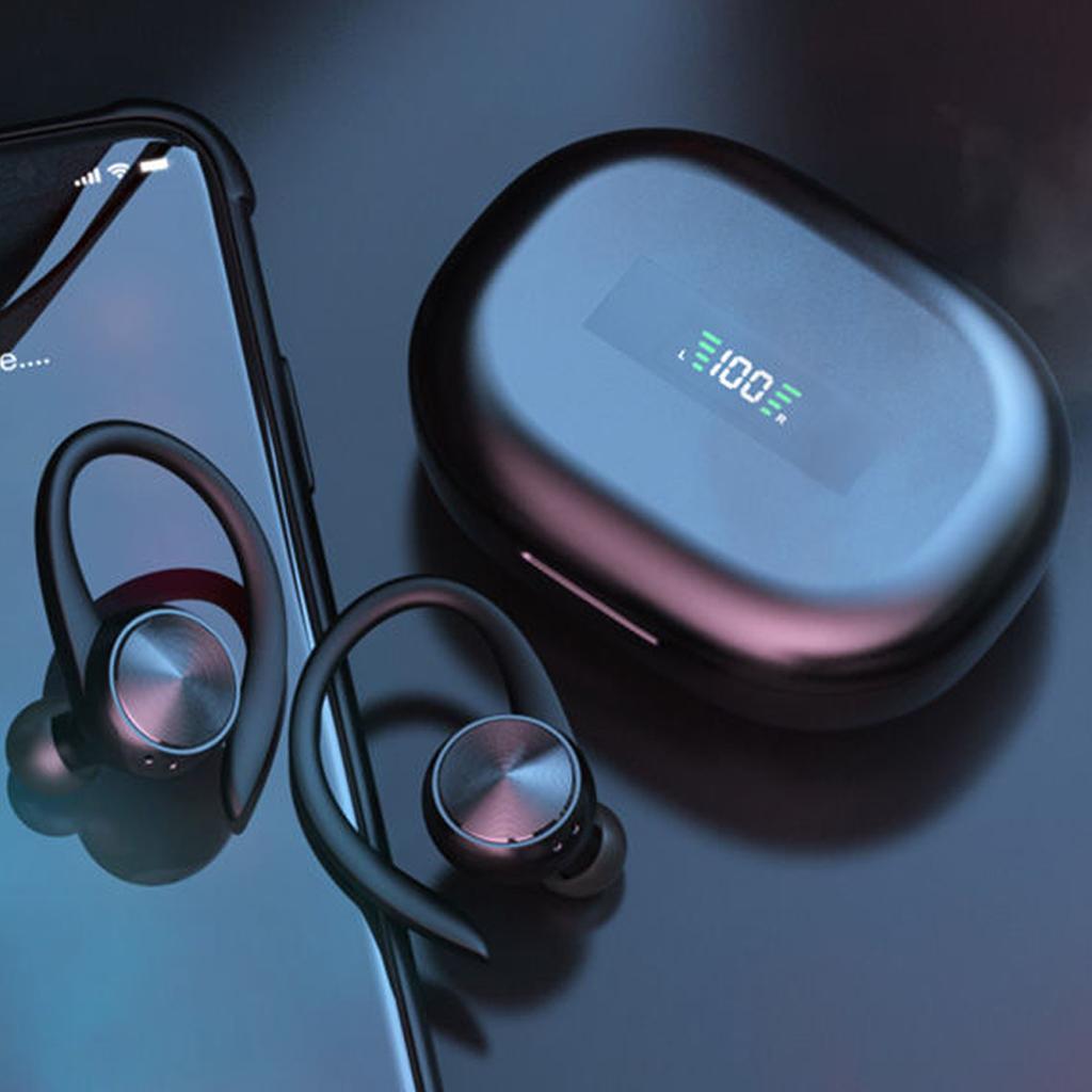 Wireless Bluetooth 5.0 Sports Headphone IPX5 Earbuds w/500mAh Charging Case Ear Hooks Earphones 3D HiFi In-Ear Wireless Headset