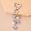 Keychain Pendant Rhinestones Inlaid Flower Imitation Pearls Charm Key Chain Zinc Alloy Key Ring Backpack Accessory