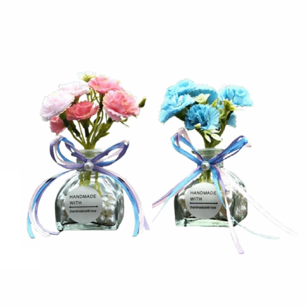 2Pcs Realistic Mini Glass Flowers Creative Car Ornaments Simulated Flowers Decoration  Wedding Decor