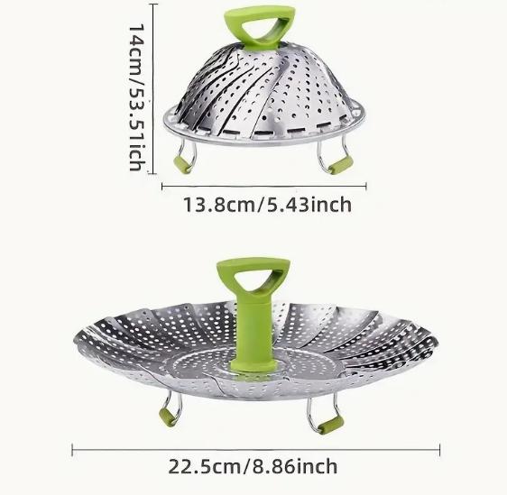 1pc Stainless Steel Lotus Steaming Tray Folding Food Steamer Vegetable Fruit Food Basket Mesh Steamer Rack Cooking Cookware