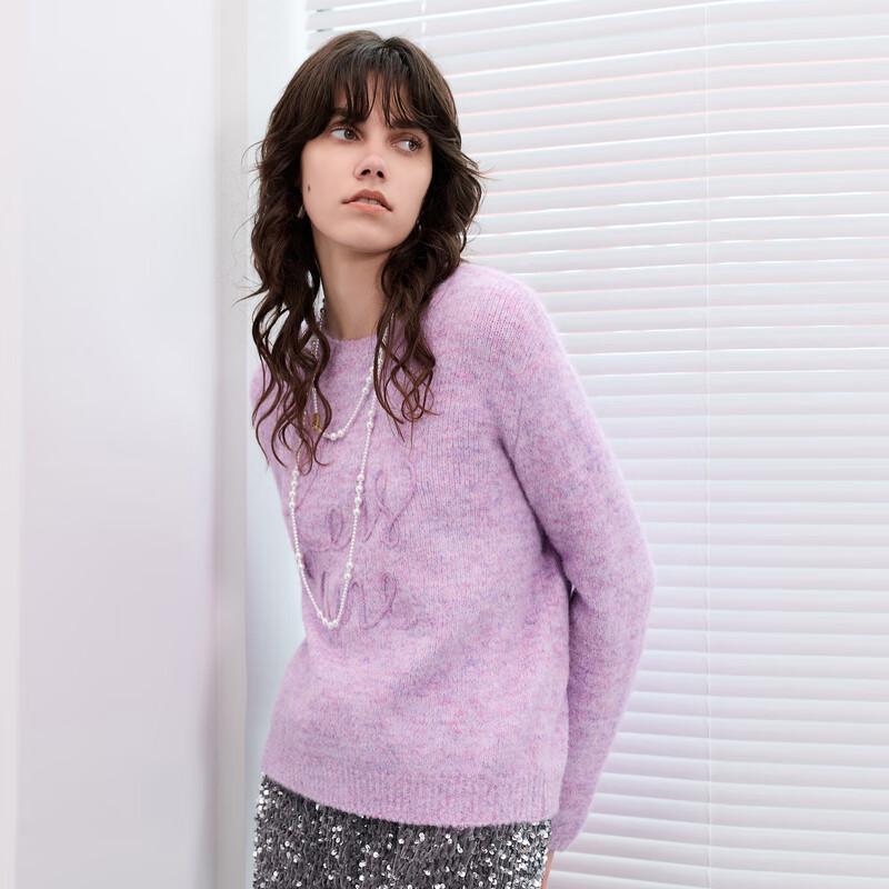 

Sancai Women s 2025 Winter Drop Shoulder Embroidered Round Neck Knit Sweater M