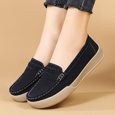 Women Moccasins Penny Loafers Casual Slip Ons Nurse Footwear Peas Soft Flats Black Driving Walking Shoes for Women