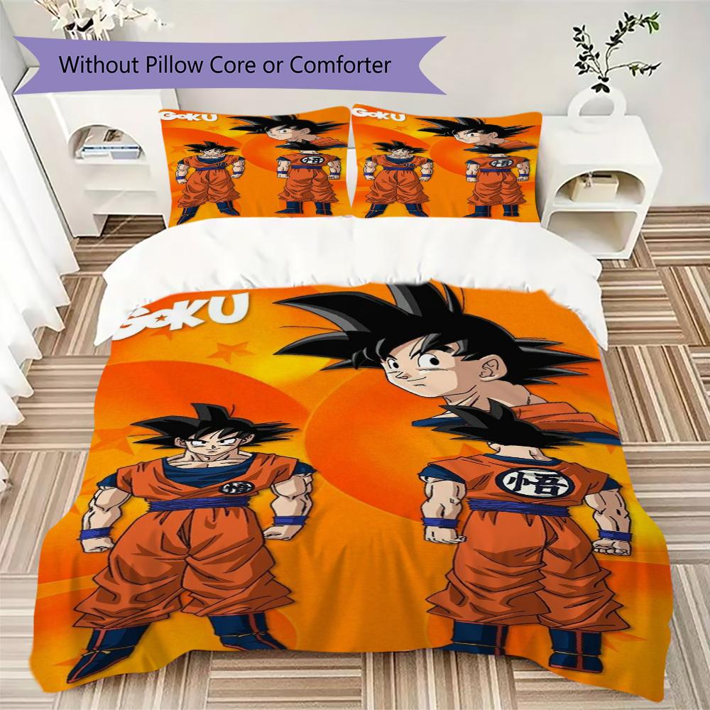 Goku Dragon Ball Threepiece Set 1 Duvet Cover 2 Pillowcase Without Core Without Core Bedding Set Soft And Comfortable