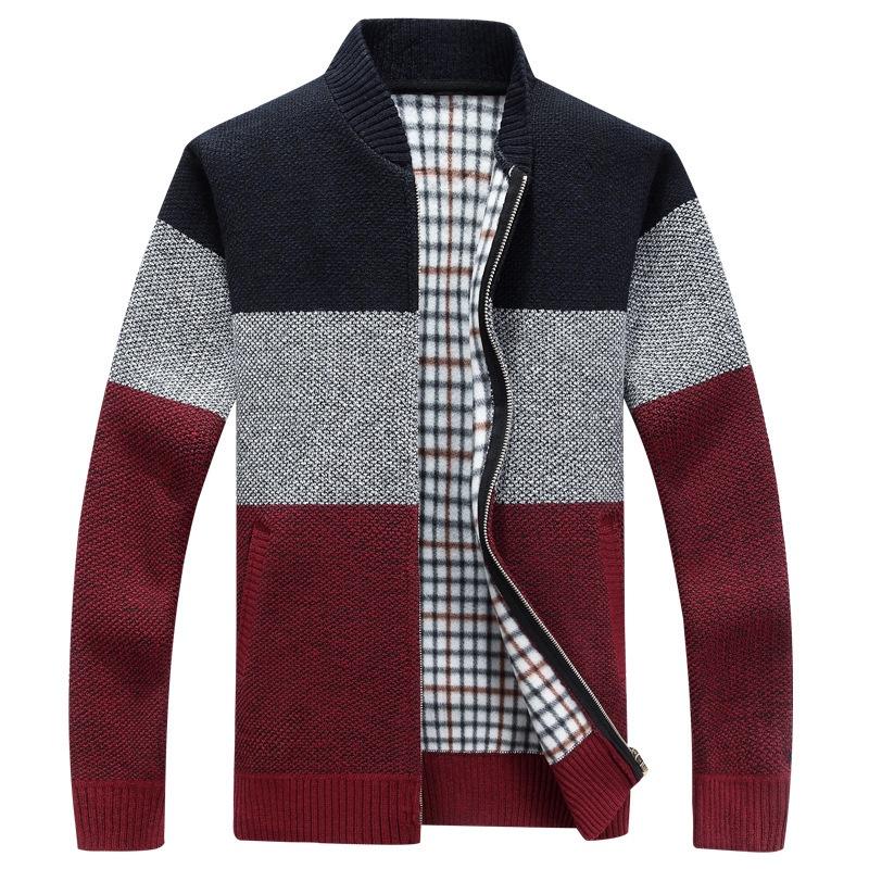Mens Up Zip Cardigan Sweater Shawl Knitted Jumper Coat Jacket Warm Knitwear Tops