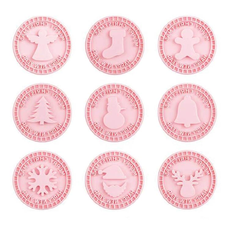 9-Piece Christmas Biscuit Molds Plastic Push-type Household Frosting Cookie Mold 1