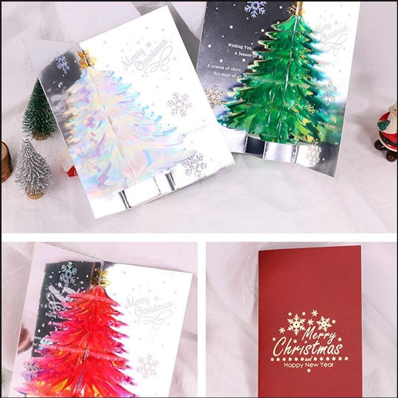 3D Christmas Tree Pop-Up Card Christmas Sparkling Fantasy Greeting Card Christmas Tree Blessing Gift Message Card