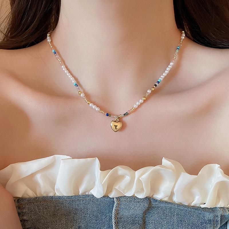 Summer Color Stars Beaded Pendant Necklace Female Sweet Small Fresh Clavicle Chain Vacation Style Niche Versatile Necklace