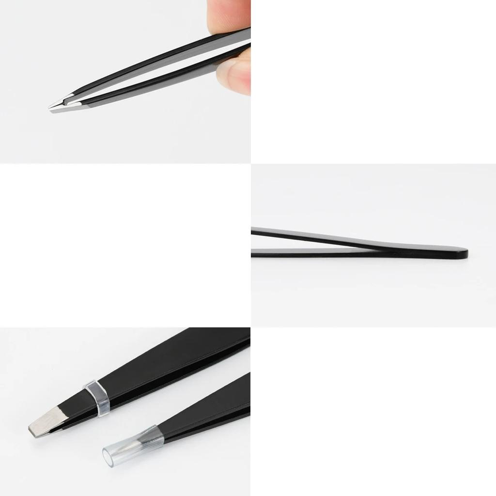 Haren Verwijderen Pincet Roestvrij Staal Wenkbrauwpincet Roze Schuin Zwarte Punt Punt Gezicht Schadevrij Make-up Schoonheidstool Zwart