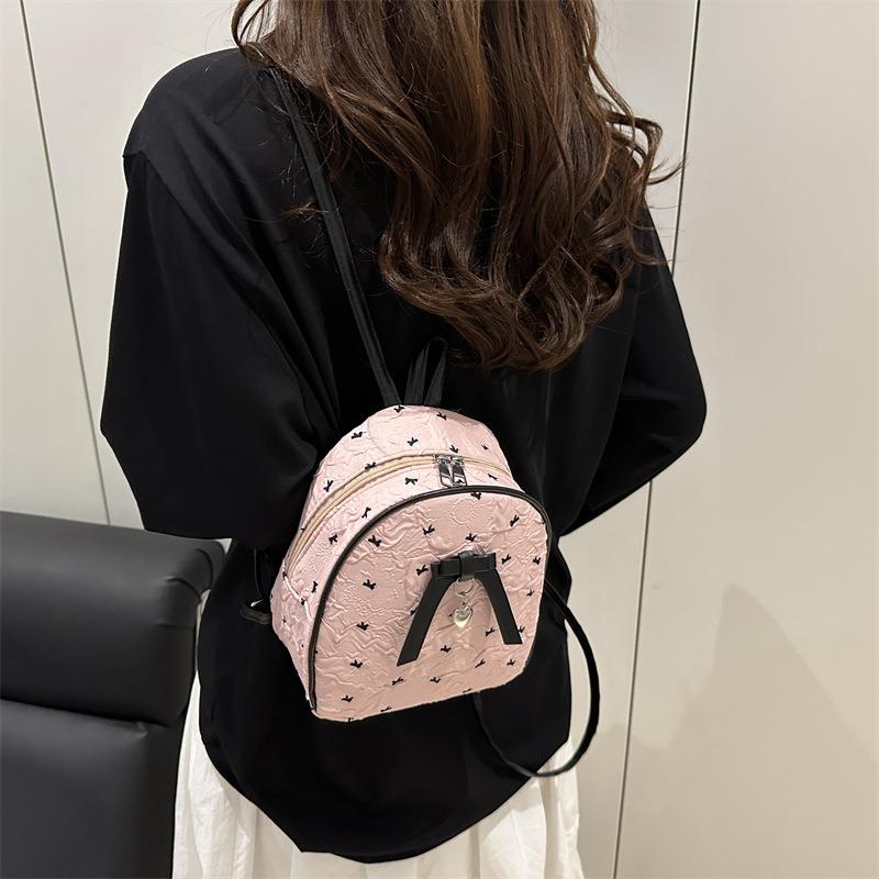 New Girl Bow Seersucker Sweet Shoulder Small Bag Backpack Girls Portable Small Bag Small Fresh