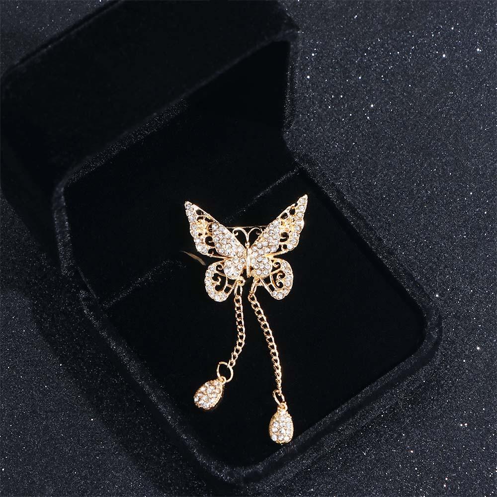 Zinc Zinc Alloy For Women Girl Drop Cubic Zircon Tassel Butterfly Jewelry Brooches Pin Corsage Accessories