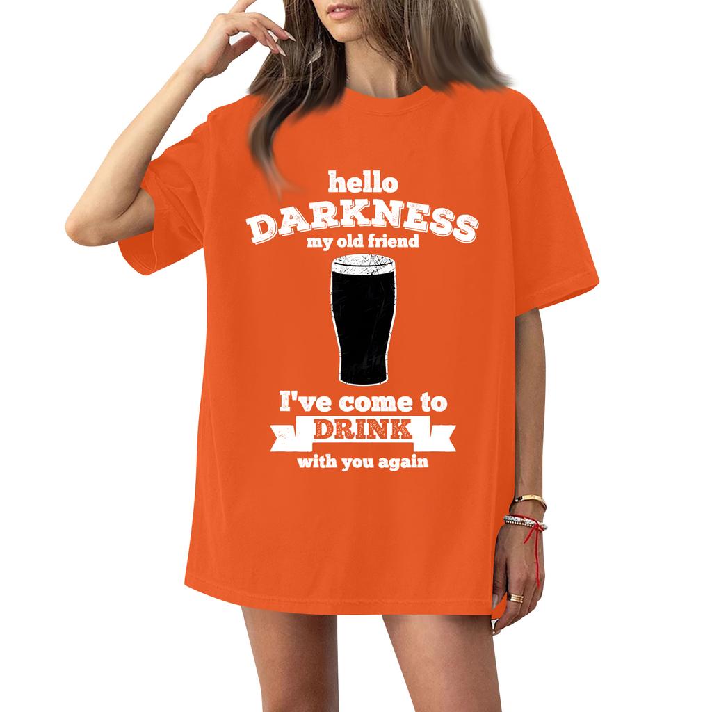 ( Darknss My Old Freend) Women's Fashion Casual Short-Sleeve Neck St. Patrick's Day Printed Shirt/T-Shirt Top