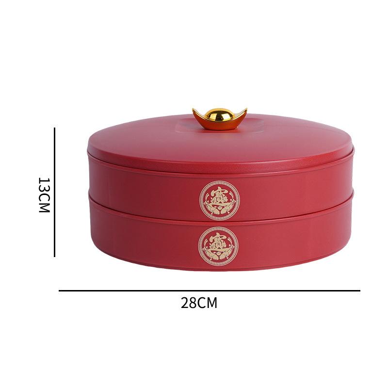 2025 New Year Snack Tray Vintage Chinese Style Simple Storage Box Candy Nut Biscuit Dessert Storage Box Dining Table Decorations