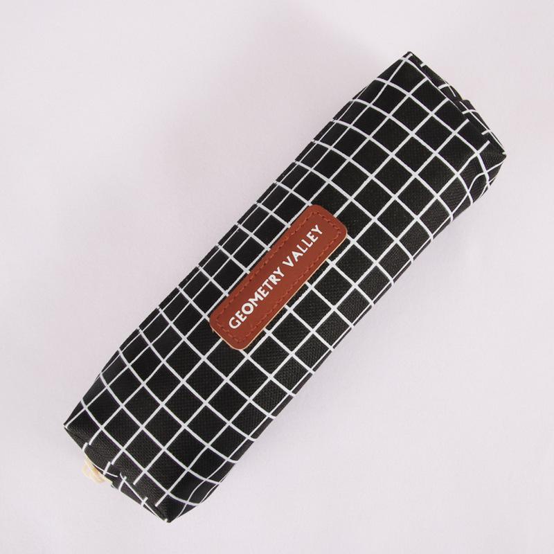 Korean Style Octagonal Plaid Canvas Pencil Case