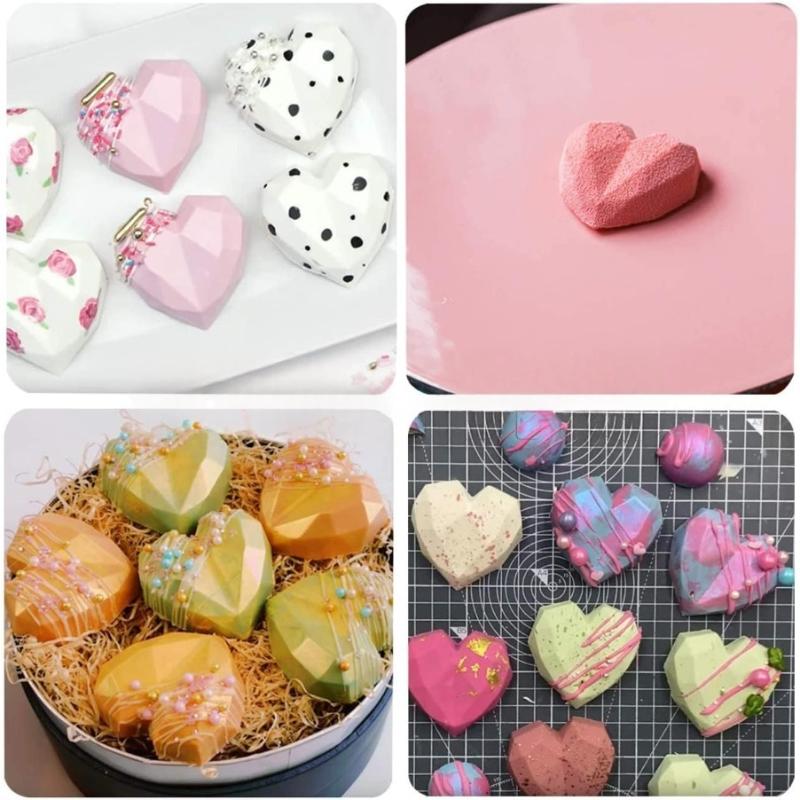 Ice Tray, Silicone Easy Release Ice Cube Mold, Reusable Love Heart Pink Blue Red 10 Compartment Cupcake Mold For Baking Freezing