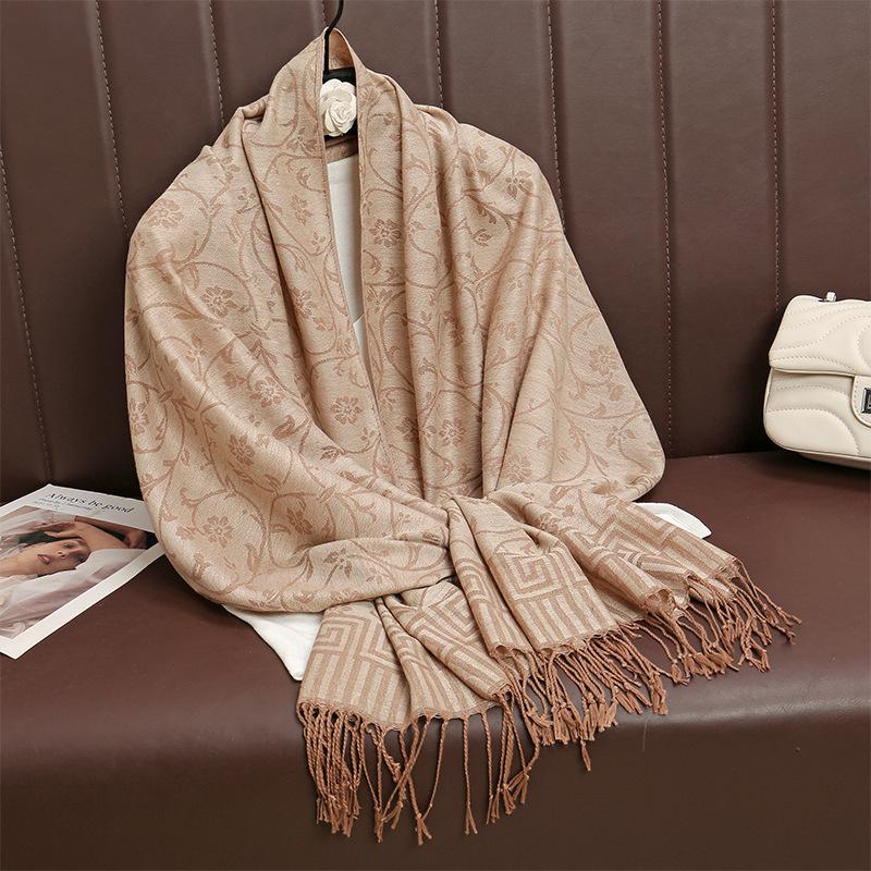 Jacquard Retro Ethnic Style Human Cotton Cashew Shawl Spring And Autumn Fringed Long Decorative Scarf