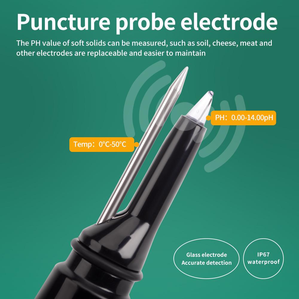 Digital Food PH Meter 0.00~14.00 High Accuracy Temp Acidity Tester for Brewing Fruit Cheese Meat Canning Dough Soil PH Meter