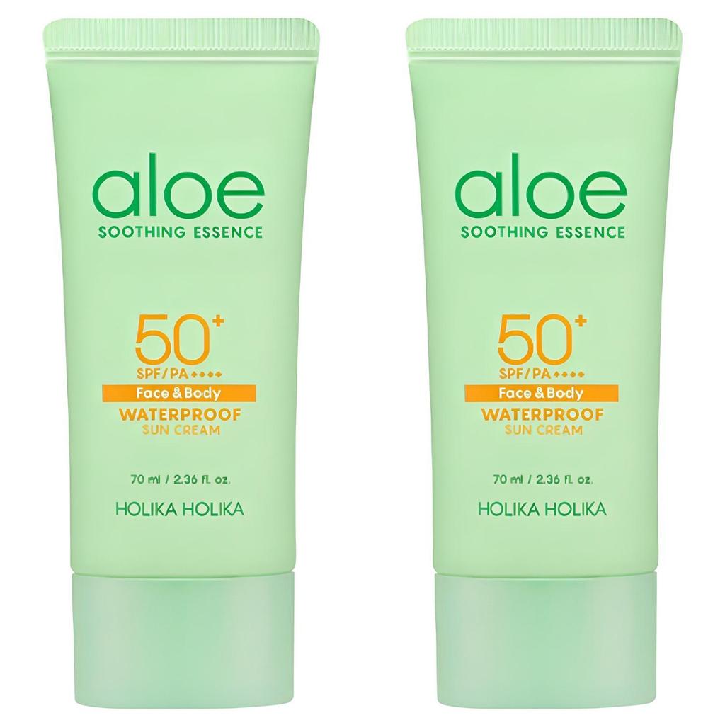 Holika Holika Aloe Waterproof Sun Cream SPF50+ PA++++ Moisturizing UV Protection 70ml x 2pcs