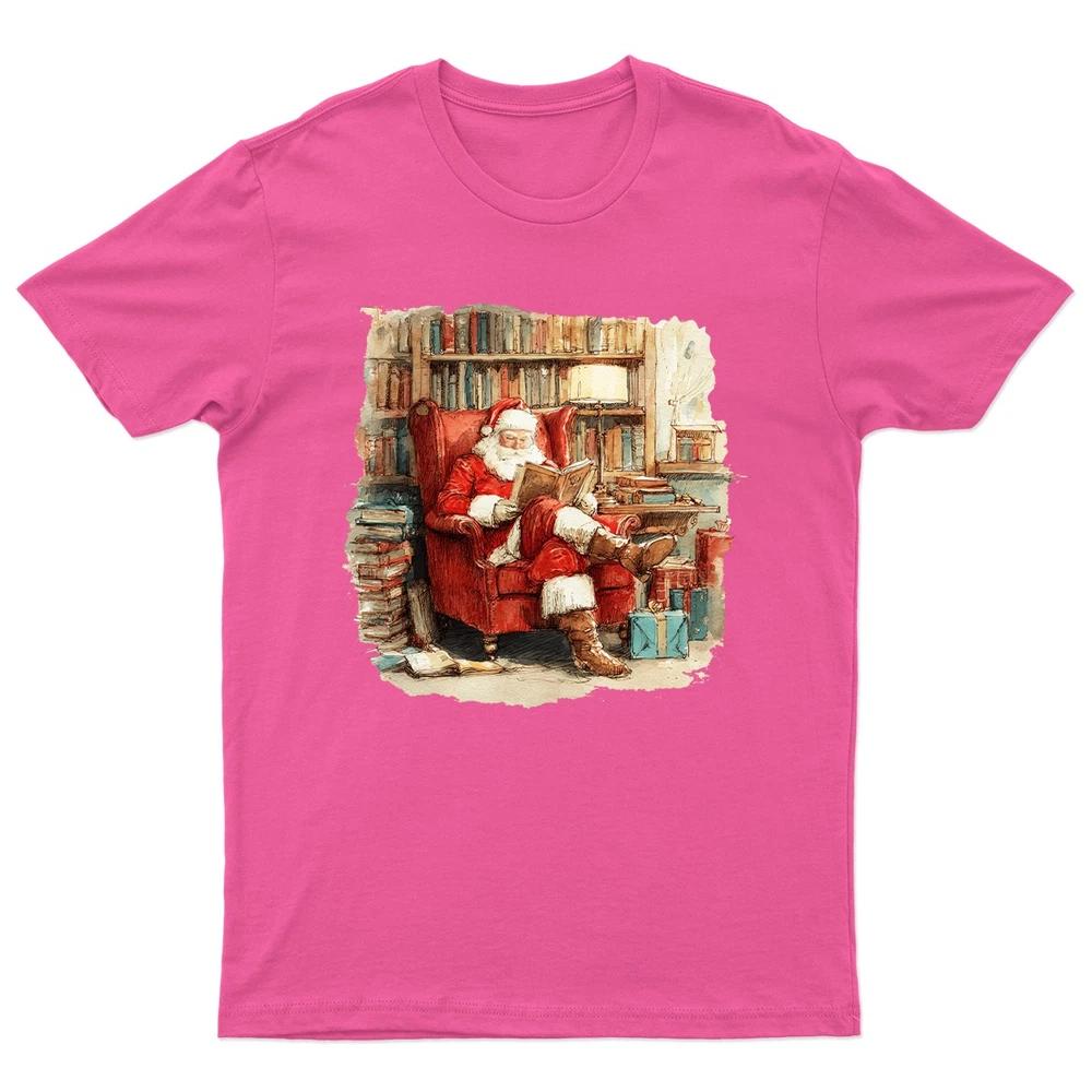 Santa Reading Book Christmas TShirt Unisex Gift Retro Seasonal Funny Xmas