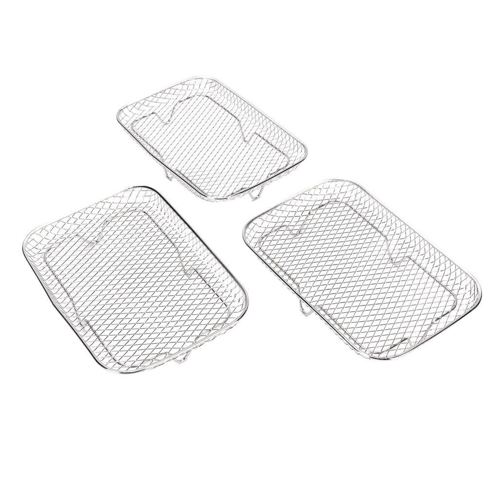 3PCS Fryer Rack Set 304 Stainless Steel Stackable Multi Layer Rectangular Dishwasher Safe Fryer