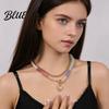 Colorful Bead Necklace Beaded Layered Women Heart Pendant Choker Lead-free