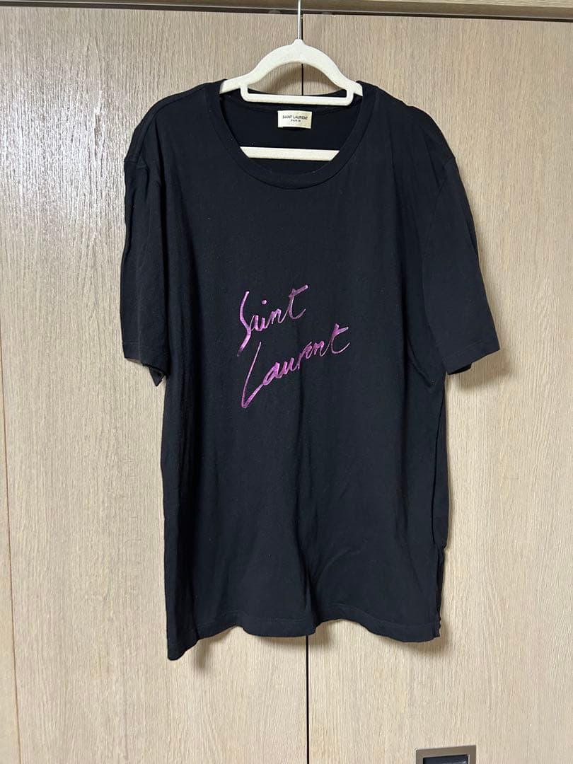 

[USED] Saint Laurent logo T-shirt in black and pink (XS)
