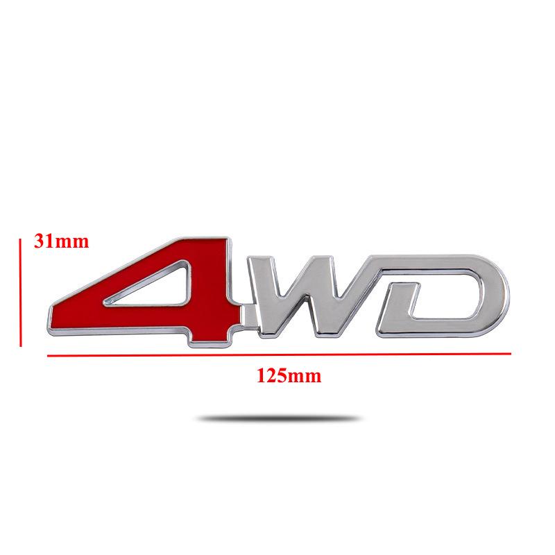3D Metal Chrome Black Numbers Letters Logo 4wd Emblem Car Fender Badge Trunk Decal 4WD Sticker Accessories