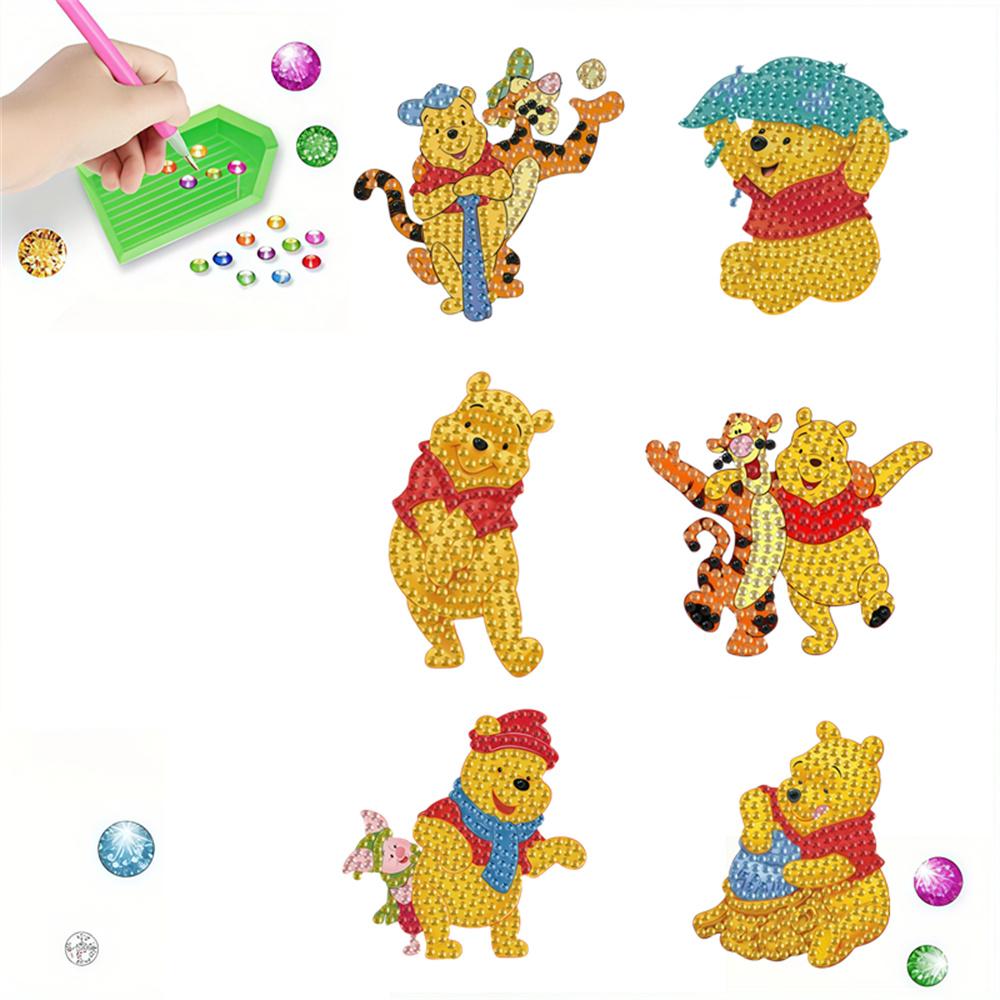 6Pcs Little Bear Series Diamond Art Fridge Magnet Diamond Painting Refrigerator Magnet Diamond Painting Fridge Magnet for Adults Beginners