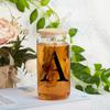 Alphabet Blumen Trinkglas Buchstabe A-Z Eiskaffee Wasser Saft Flasche Tragbarer Klarer Becher mit Deckel Strohhalm Bürste Geburtstagsgeschenke