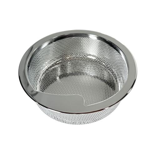 Antibacterial Drain Garbage Bin, 144mm Diameter, Stainless Steel, Shallow, 14.5mm, Polished, Silver, Punched