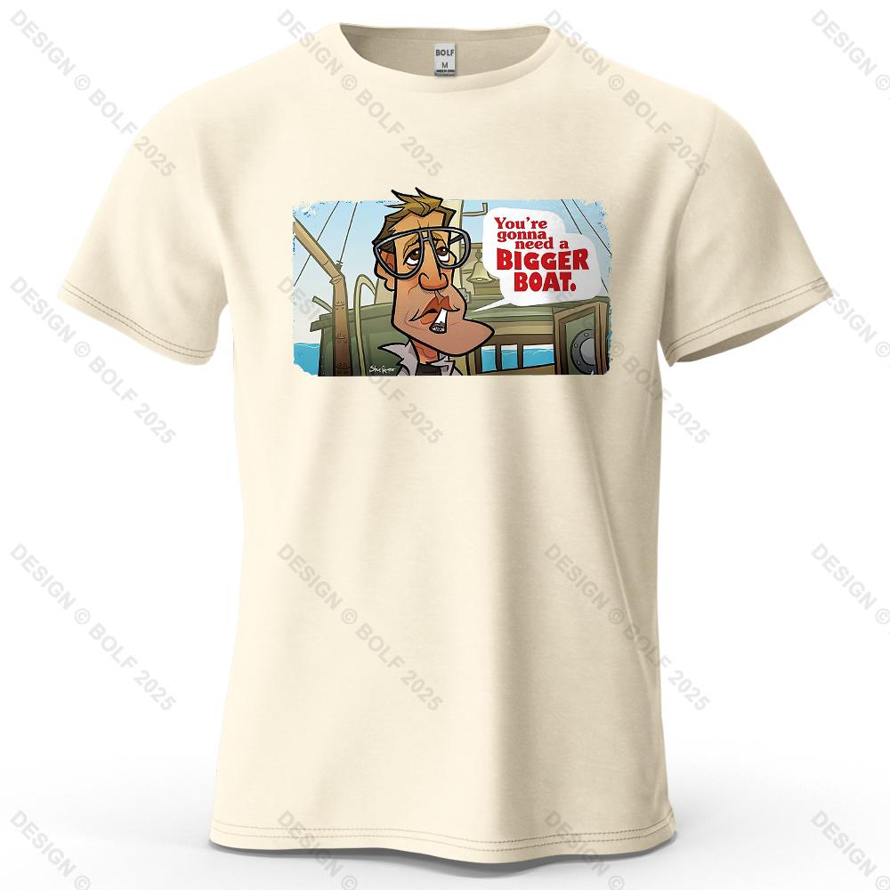 

Bigger Boat Cartoon Printed Men s T-Shirt 100% Cotton Oversized Humorous Ocean Graphic Tees for Women Tops Tees Streetwear 4XL