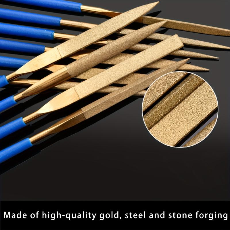 1Set Titanium-Plated Diamond File Set High Frequency Quenching Strong and Wear-Resistant - Industrial Grade