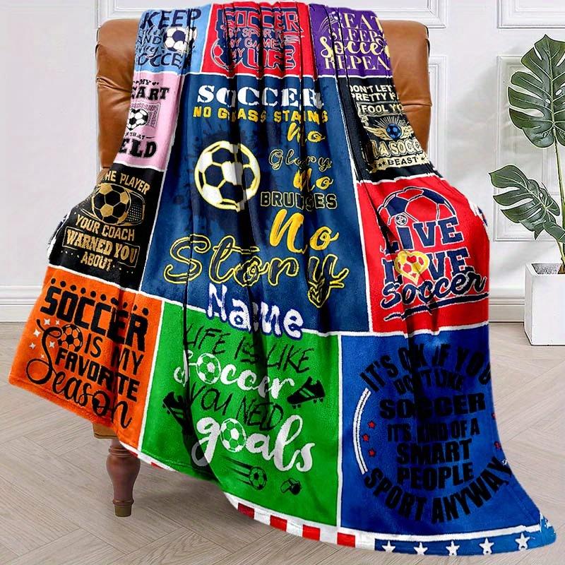 Soccer Customize Your Name Blanket Used For Chair Office Sofa Bed Camping Soft And Warm Giving Friends And Relatives Birthday Gifts Graduation Gifts