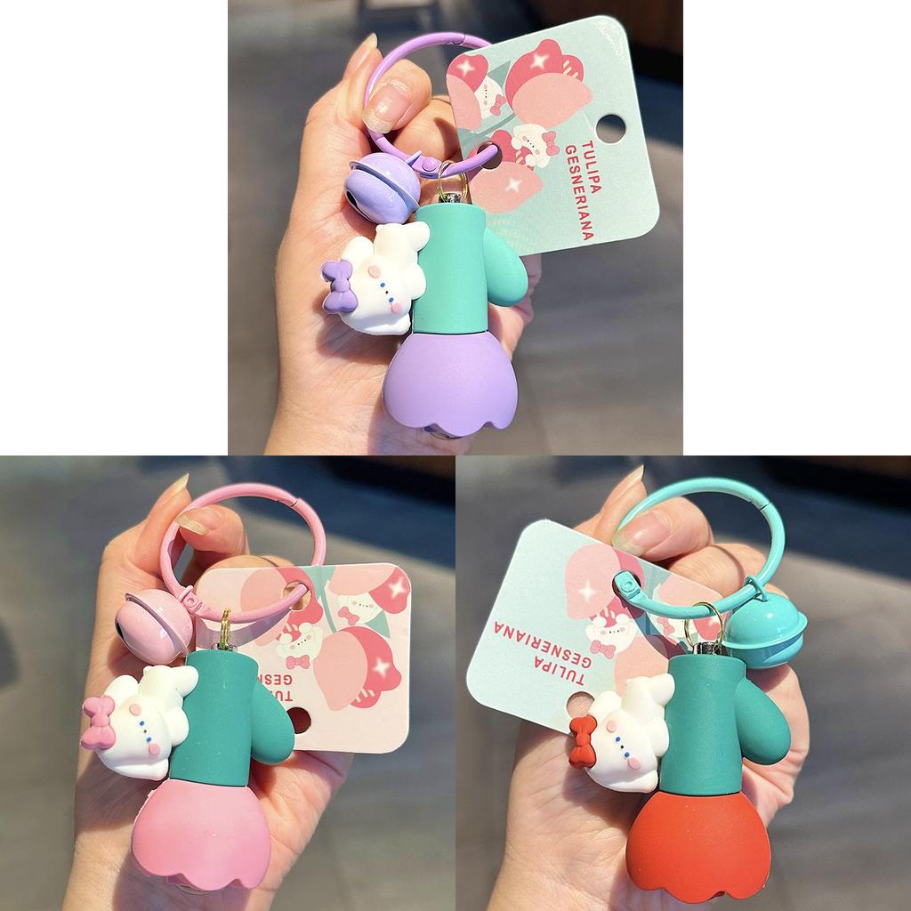 Cute Rabbit Flashlight Keychain With Deli Gel Material For Girls And Kids
