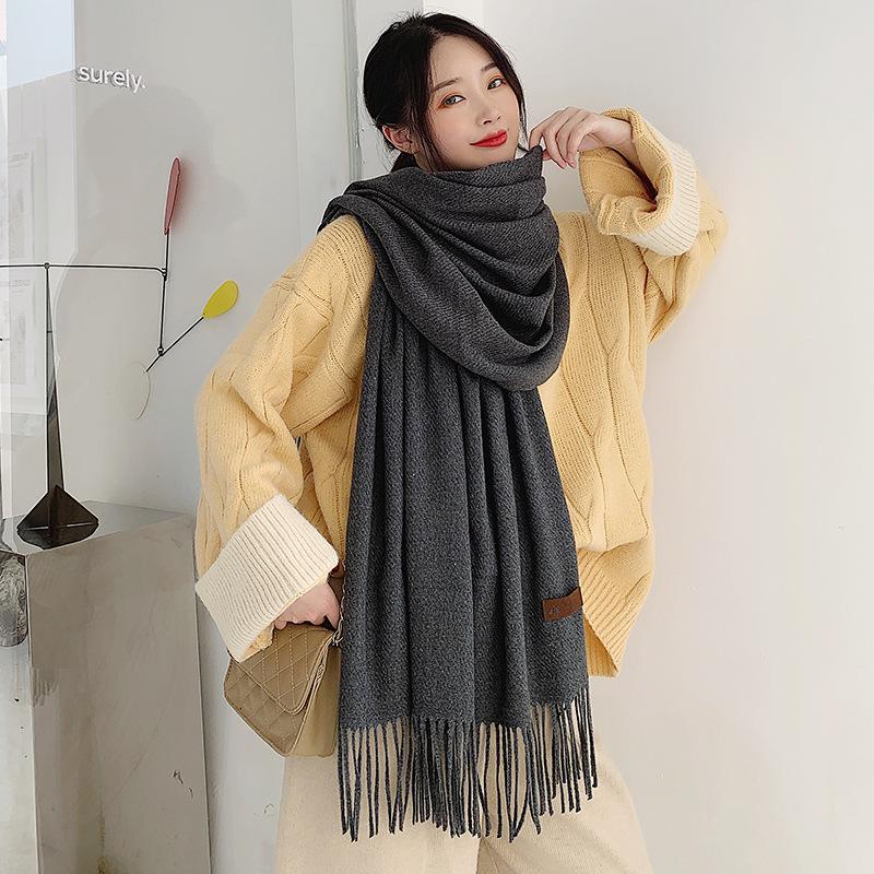 VISROVER New 20 Colors Woman Winter Scarf Fashion Female Shawls Cashmere Handfeeling Winter Wraps Solid Color Winter Hijab Gift