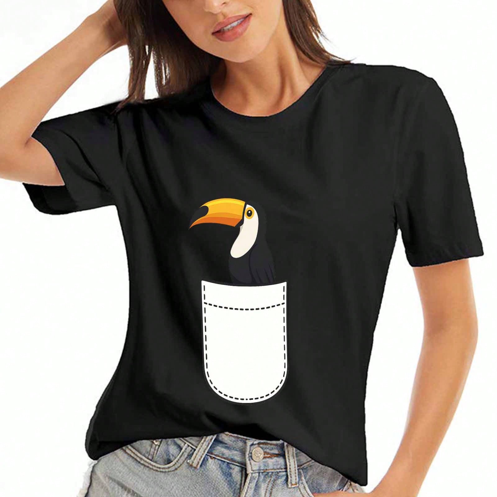 Toucan Bird Floral unisex Cotton T Shirt, Premium Cotton Graphic Print,Durable, Casual And Fashionable. Features A Tropical Toucan Design With Vibrant S разноцветный